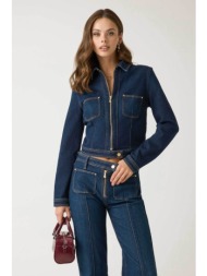 guess γυναικείο denim jacket `amelie` - w6rn76d6881 denim blue