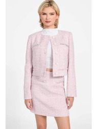 guess γυναικείο jacket tweed με διακοσμητικές χάντρες - w6rl54wj632 ροζ