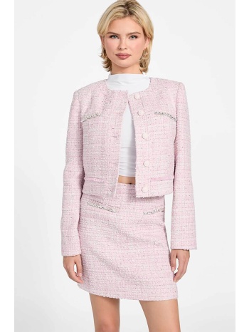 guess γυναικείο jacket tweed με διακοσμητικές χάντρες 
