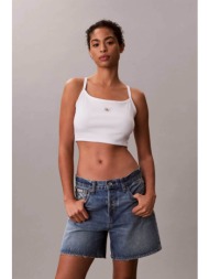 calvin klein jeans γυναικείο τοπ αμάνικο ribbed - lv047f221g λευκό