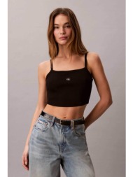 calvin klein jeans γυναικείο τοπ αμάνικο ribbed - lv047f221g μαύρο