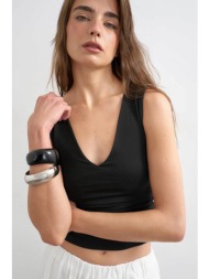 topshop γυναικείο τοπ αμάνικο με v λαιμόκοψη `my` - 31001072 μαύρο