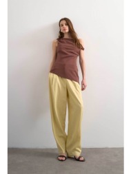 topshop γυναικείο παντελόνι straight fit `katina` - 31001119 κίτρινο pastel