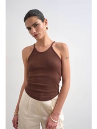 topshop γυναικείο τοπ αμάνικο `alfrida` - 31001060 καφέ