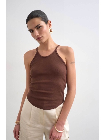 topshop γυναικείο τοπ αμάνικο `alfrida` - 31001060 καφέ