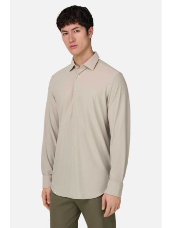 boggi milano ανδρικό πουκάμισο μονόχρωμο slim fit `b tech`