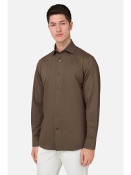 boggi milano ανδρικό πουκάμισο μονόχρωμο regular fit - bo26p019604 καφέ ανοιχτό