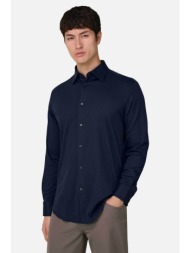 boggi milano ανδρικό πουκάμισο μονόχρωμο regular fit - bo26p030502 μπλε navy