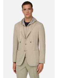 boggi milano ανδρικό σακάκι/ζακέτα με κουκούλα regular fit - bo26p045501 μπεζ
