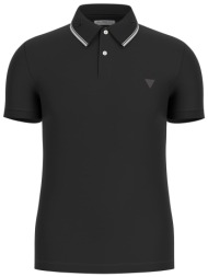 guess ανδρική πλεκτή μπλούζα πόλο κοντομάνικη slim fit - m6rp66j1314 μαύρο
