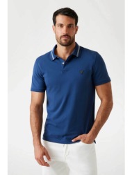 guess ανδρική πλεκτή μπλούζα πόλο κοντομάνικη slim fit - m6rp66j1314 σκούρο μπλε