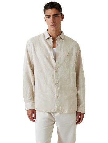 guess ανδρικό πουκάμισο μονόχρωμο regular fit - m6gh24w1715