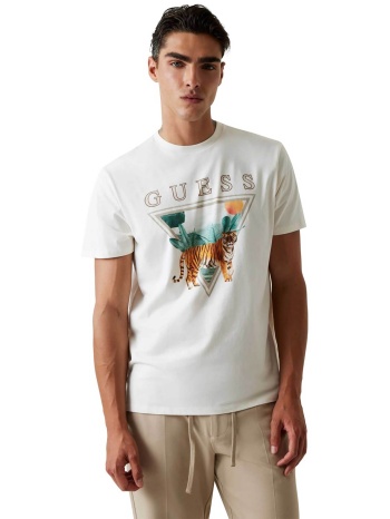 guess ανδρικό t-shirt με τριγωνικό λογότυπο regular fit 