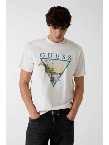 guess ανδρικό t-shirt με τριγωνικό λογότυπο regular fit 