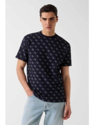 guess ανδρικό t-shirt με all-over logo print regular fit - m6gp34k3200 σκούρο μπλε