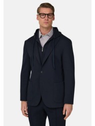 boggi milano ανδρικό σακάκι/ζακέτα με κουκούλα regular fit - bo26p082701 μπλε navy