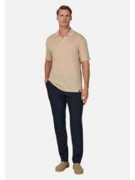 boggi milano ανδρικό λινό παντελόνι μονόχρωμο tapered fit - bo26p018201 μπλε navy