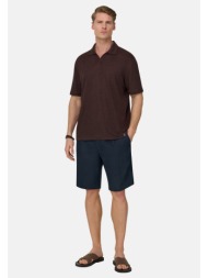 boggi milano ανδρική λινή βερμούδα μονόχρωμη regular fit - bo26p018701 μπλε navy