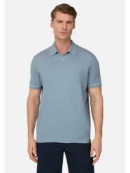 boggi milano ανδρική πόλο μπλούζα μονόχρωμη relaxed fit - bo26p032704 γαλάζιο