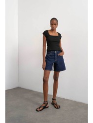 topshop γυναικεία denim βερμούδα `vigga` - 31000672 denim blue σκούρο