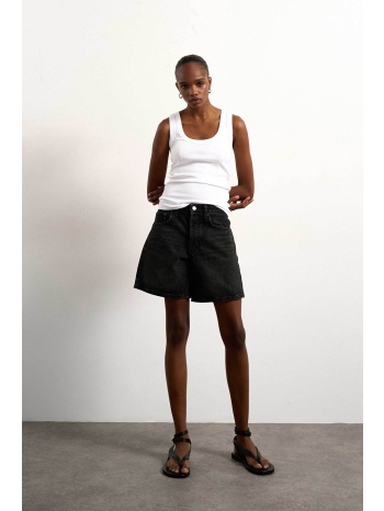 topshop γυναικεία denim βερμούδα `vigga` - 31000675 μαύρο