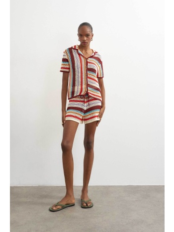topshop γυναικείο πλεκτό σορτς `kaia` - 31001103 μπορντό