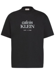calvin klein jeans ανδρικό t-shirt μονόχρωμο με λογότυπο relaxed fit - lv04rf818g μαύρο