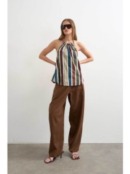 topshop γυναικείο παντελόνι barrel fit `bina` - 31000842 καφέ