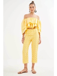colcci γυναικεία μπλούζα με βολάν cropped `riviera` - 036.01.30348 κίτρινο