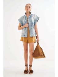 colcci γυναικείο denim αμάνικο μπουφάν με φθαρμένες λεπτομέρειες και τσέπες cargo - 050.01.00411 den