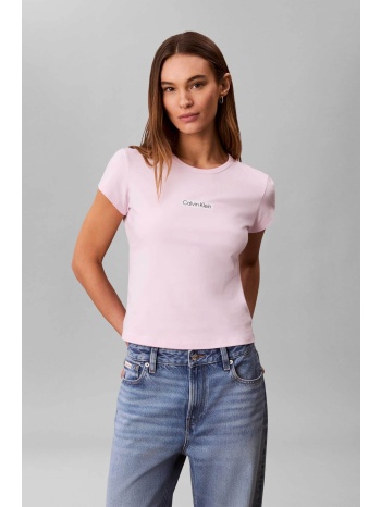 calvin klein jeans γυναικείο t-shirt μονόχρωμο με λογότυπο