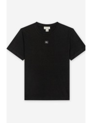 calvin klein jeans γυναικείο t-shirt μονόχρωμο με λογότυπο regular fit - lv047f227g μαύρο