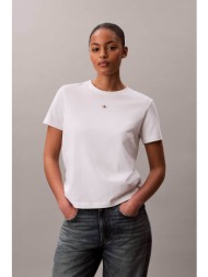 calvin klein jeans γυναικείο t-shirt μονόχρωμο με λογότυπο regular fit - lv047f227g λευκό