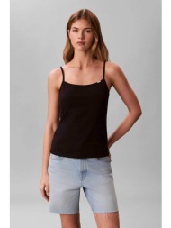 calvin klein jeans γυναικείο τοπ αμάνικο με λεπτή τιράντα και λογότυπο slim fit - lv047f259g μαύρο