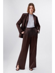 liu jo γυναικείo παντελόνι με σατέν υφή wide leg - ca6147t450a καφέ