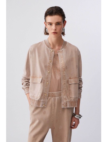liu jo γυναικείο jacket με all-over logo print με στρας και
