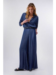 liu jo γυναικείo τζιν παντελόνι chambray flared fit - ua6273d4894 denim blue σκούρο