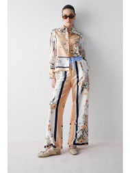 liu jo γυναικείo παντελόνι με floral print wide leg - wa6358t2555 λευκό