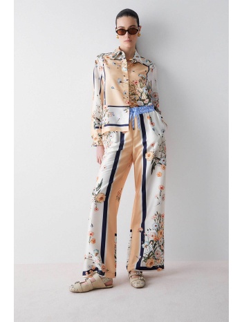 liu jo γυναικείo παντελόνι με floral print wide leg 