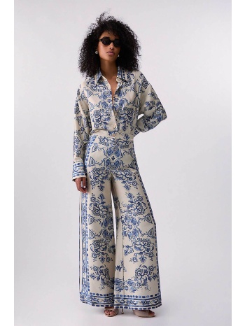 liu jo γυναικείo παντελόνι με all-over print wide leg 