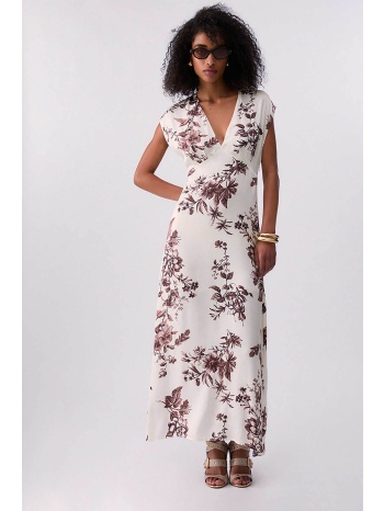 liu jo γυναικείο midi φόρεμα με floral print και σατέν υφή