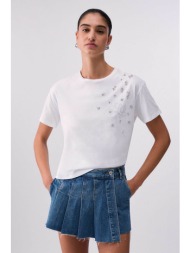 liu jo γυναικείο t-shirt με logo print regular fit - wa6238js923 λευκό