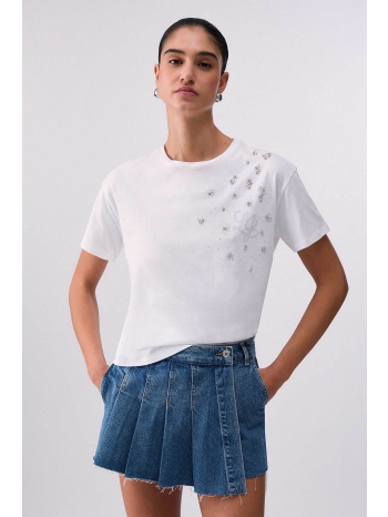 liu jo γυναικείο t-shirt με logo print regular fit 