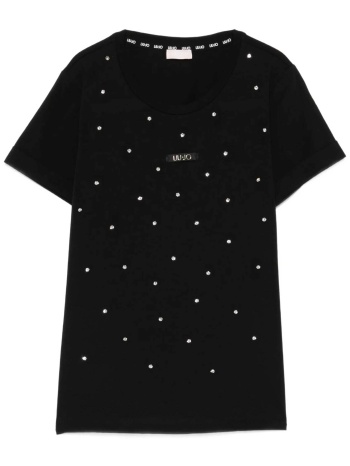 liu jo γυναικείο t-shirt με logo print και στρας regular