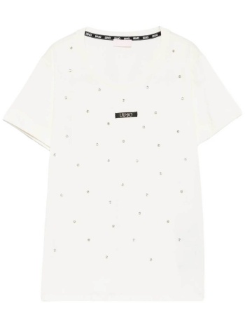 liu jo γυναικείο t-shirt με logo print και στρας regular