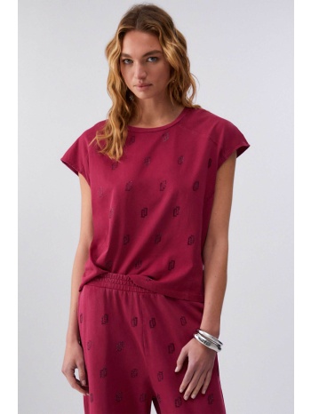 liu jo γυναικείο t-shirt με στρας regular fit - ta6168js923