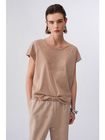 liu jo γυναικείο t-shirt με στρας regular fit - ta6168js923
