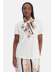 liu jo γυναικείο t-shirt με φουλάρι regular fit - wa6189j6308 λευκό