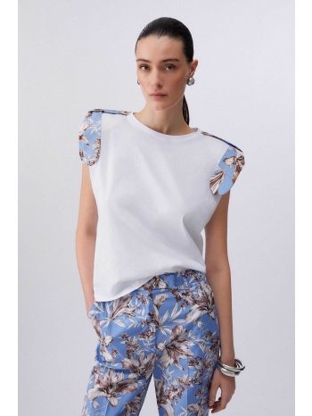 liu jo γυναικείο t-shirt με floral print και ενισχυμένους