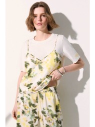 liu jo γυναικείο t-shirt με logo print και σατέν τοπ relaxed fit - ta6261js923 λευκό